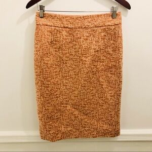 J Crew Collection Tweed Pencil Skirt 2 peach orange wool mohair